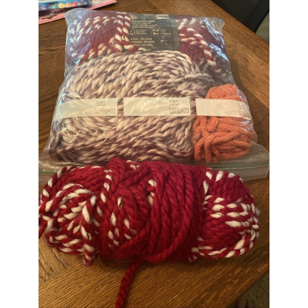 yarn lot acrylic- Purple Orange Lionbrand Some New and unopened in lot
